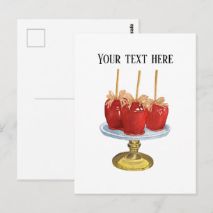 Cartão Postal Vendedores de maçãs doces fofos personalizáveis