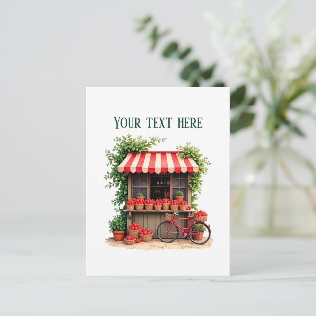 Cartão Postal Vendedores de morango divertidos personalizáveis (Em pé/Frente)