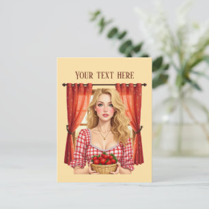 Cartão Postal Vendedores de morango fofos personalizáveis