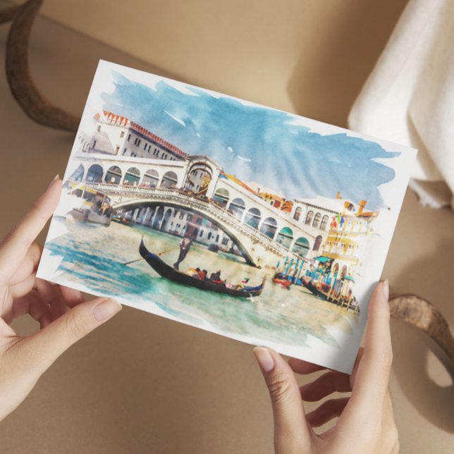 Cartão Postal Veneza, Itália - Aquarela (Criador carregado)