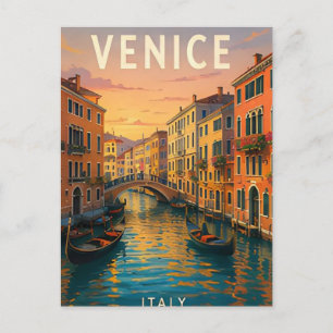 Cartão Postal Veneza Itália Canal Pontes Italiano Orla Aquática