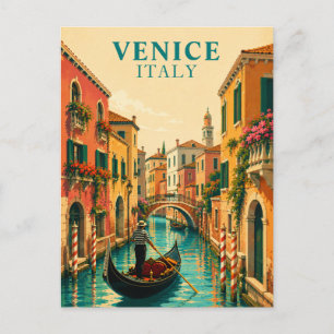 Cartão Postal Veneza Itália Canal Vêneto Gondola Lembrança