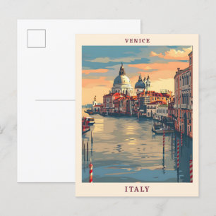 Cartão Postal Veneza Itália Elegante Viagens vintage de Arte