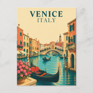 Cartão Postal Veneza Itália Grande Canal Gôndola Souvenir Retro