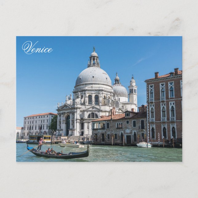 Cartão Postal Veneza Itália Igreja Gondola Viagem Foto (Frente)