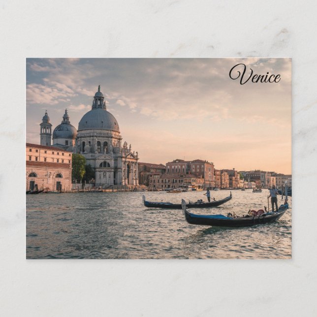Cartão Postal Veneza Itália Igreja Gondola Viagem Foto (Frente)