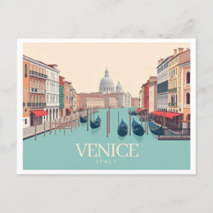 Cartão Postal Veneza Itália Pastel Viagem Design