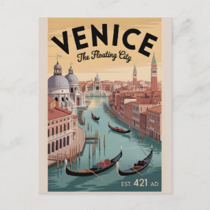 Cartão Postal Venéza Itália Retrô Silhueta Urbana Viagem