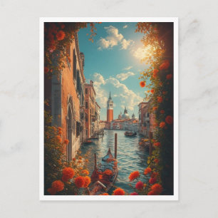 Cartão Postal Veneza Itália Turismo Romântico Amantes Colorido