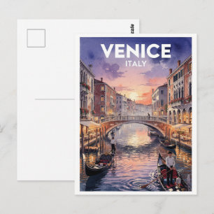 Cartão Postal Veneza Itália Viagem Antiga
