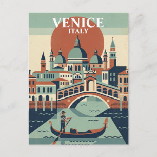 Cartão Postal Veneza Itália Viagem Antiga Gôndola Canal
