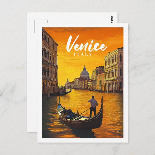 Cartão Postal Veneza Itália, Viagem Familiar (Frente/Verso)