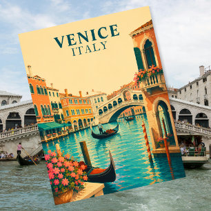 Cartão Postal Veneza Itália Viagem Vintage Grande Canal Gôndola