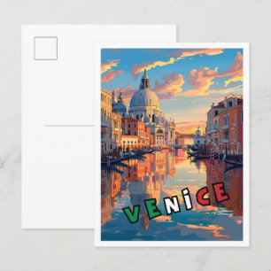 Cartão Postal Veneza Itália, Viagens vintage de Arte Clássica