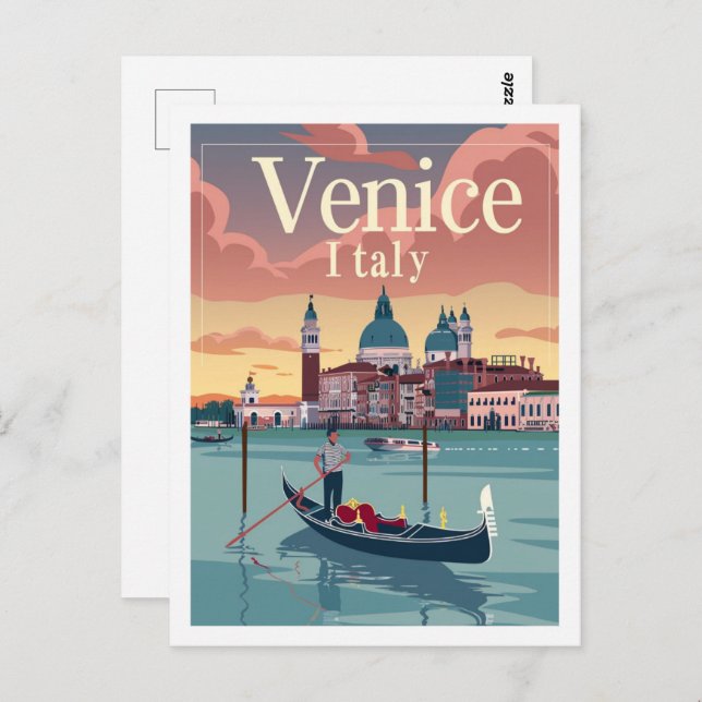 Cartão Postal Veneza Itália Vintage Familiar Viagem (Frente/Verso)
