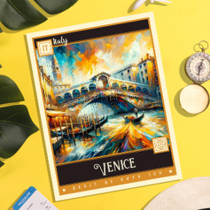 Cartão Postal Veneza, Itália Vintage Painting