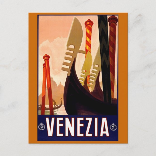 Cartão Postal "Veneza" Vintage Poster de viagens italiano (Frente)