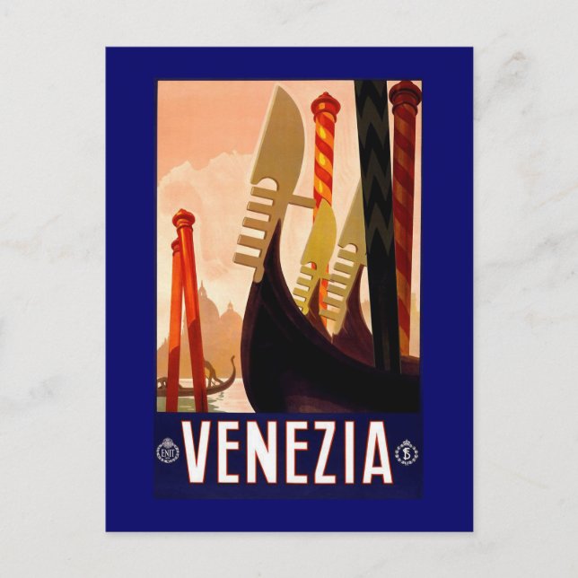 Cartão Postal "Veneza" Vintage Poster de viagens italiano (Frente)