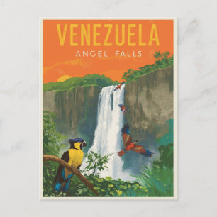 Cartão Postal Venezuela Angel Falls Retro Viagem Art