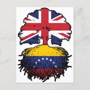 Cartão Postal Venezuela Bandeira das Raízes da Árvore Britânica