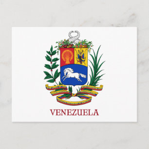 Cartão Postal VENEZUELA - emblema/casaco de armas/pavilhão/sím