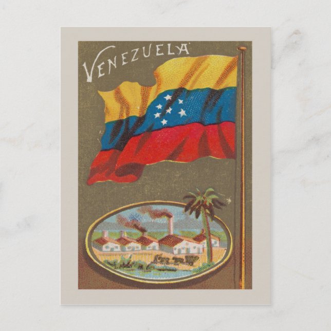 Cartão Postal Venezuela: Vintage com bandeira (Frente)