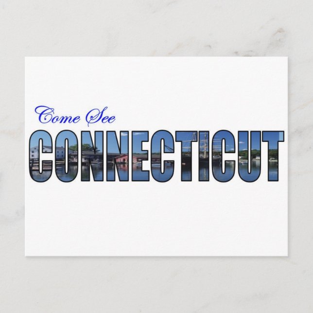 Cartão Postal Venha Ver Connecticut (Frente)