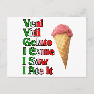 Cartão Postal Veni Vini Gelato (vim ver que comi.)