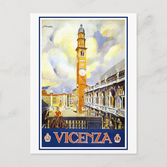 Cartão Postal Vênice Antiga, Itália, Cartaz de Viagem (Frente)