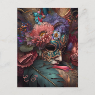 Cartão Postal Venice Carnival Florals