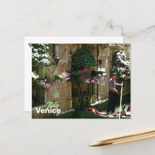 Cartão Postal Venice Gondolier Viagem Souvenir