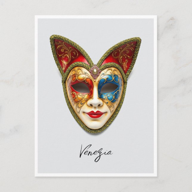 Cartão Postal Venice Itália Carnaval Gatto Mascarada Mask (Frente)