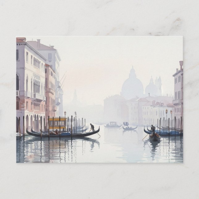 Cartão Postal Venice Itália Viagem Souvenir Watercolor (Frente)