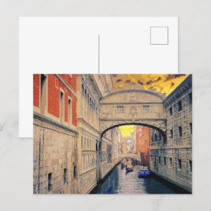 Cartão Postal Venice Itália Waterway Gondola Building #12