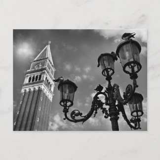Cartão Postal Venice San Marco Tower e Street Lights