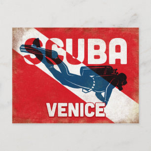 Cartão Postal Venice Scuba Diver - Blue Retro