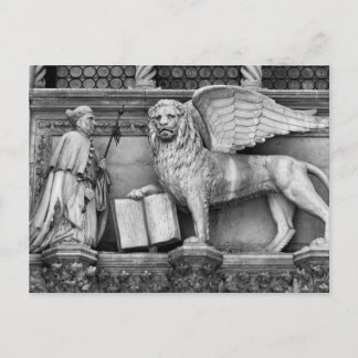 CARTÃO POSTAL VENICE WINGEN LION B/W