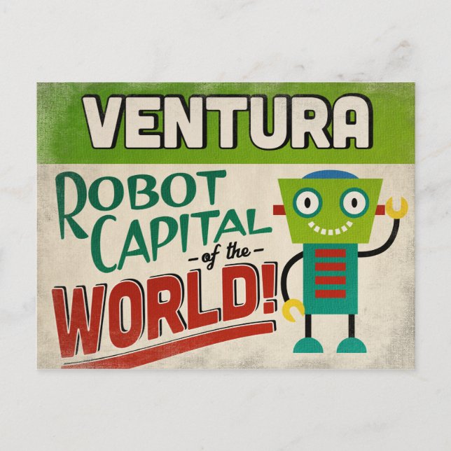 Cartão Postal Ventura California Robot - Funny Vintage (Frente)