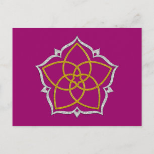 Cartão Postal VENUS FLOWER / Venusblume Lotus DOURADO SILVER