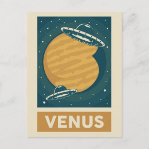 Cartão Postal Venus Retro Galaxy OVNI