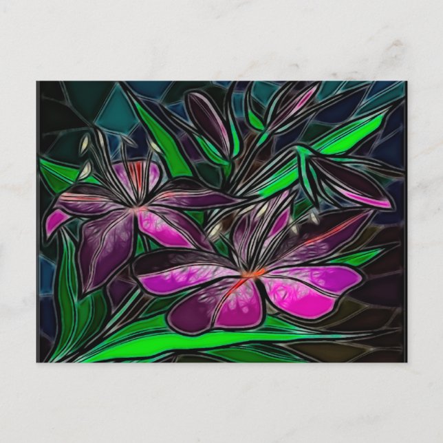 Cartão Postal Veranda Stain Glass Folk Art (Frente)