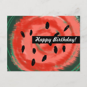 Cartão Postal Verão Abstrato Melancia Vermelha Giratória