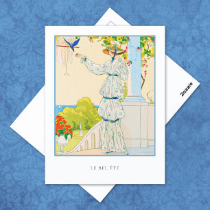Cartão Postal Verão Azulejo Moda Francesa