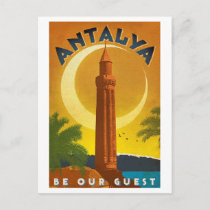 Cartão Postal Verão de Antalya, Turquia, mar Mediterrâneo, colhe