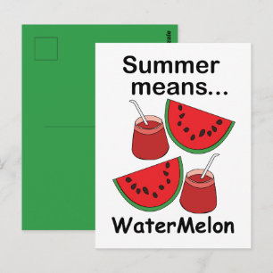 Cartão Postal Verão de Melancia Significa Festa de Frutas de Mel