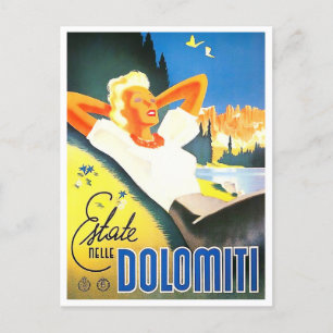 Cartão Postal Verão na viagens vintage de Dolomites Itália