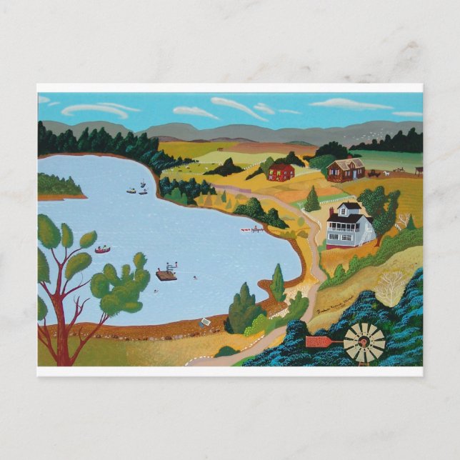 Cartão Postal Verão no lago George (Frente)