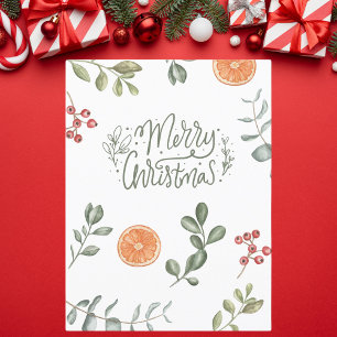 Cartão Postal Verde Botânico e Natal Laranja