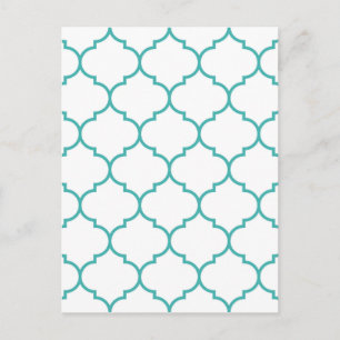 Cartão Postal verde,branco,marrom,quatrefoil,padrão,tendência