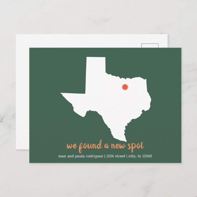 Cartão Postal Verde/Coral Encontramos um Novo Ponto - Texas Movi (Frente/Verso)